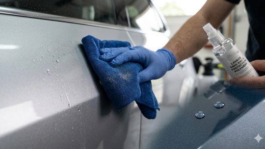 Protection carrosserie polymère incluse dans le lavage sans eau