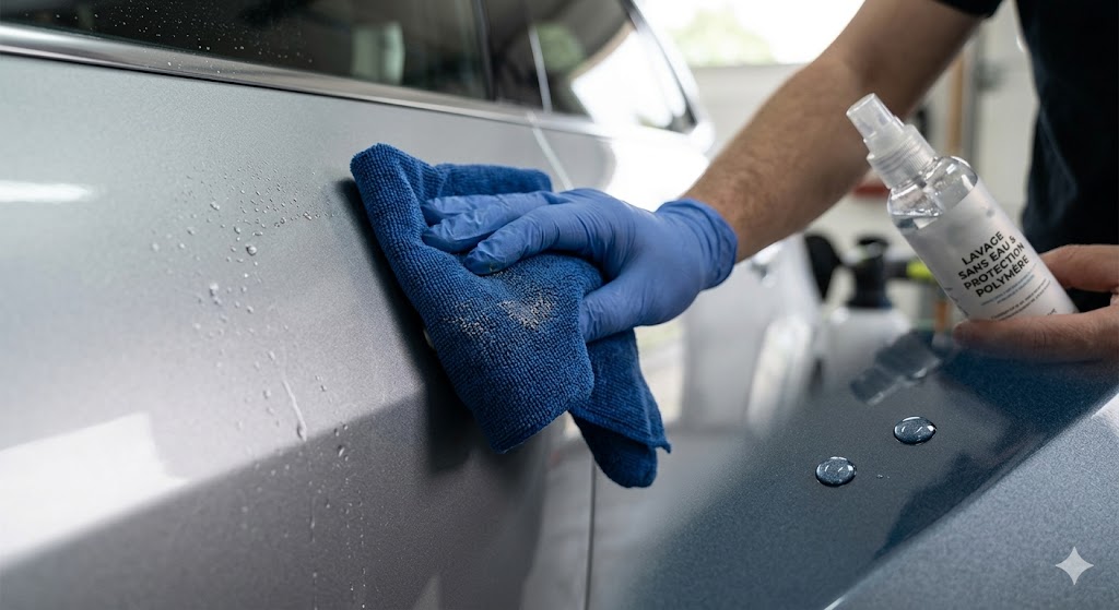 Protection carrosserie polymère incluse dans le lavage sans eau